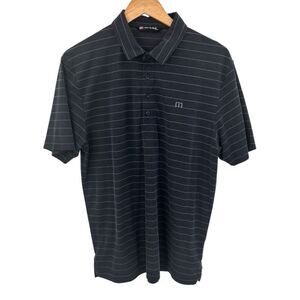 Travis Matthew gray/blue striped polo golf shirt size medium